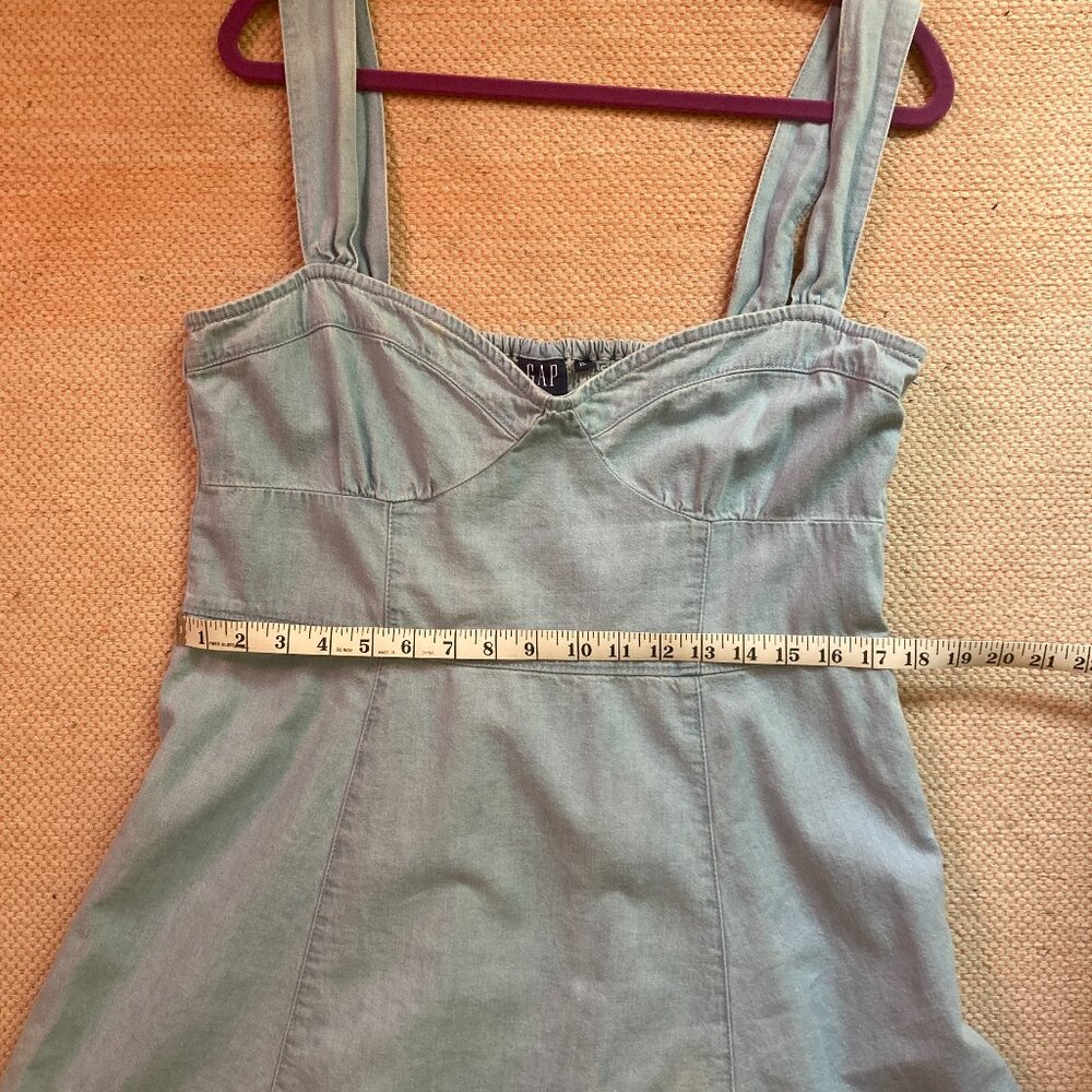 Gap 100% Cotton Denim Sweetheart Neckline Mini Dress XL Blue - Picture 9 of 10